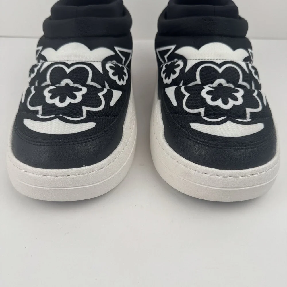 Moon Boot Black White Puffy Floral Puffy Platform Sneakers